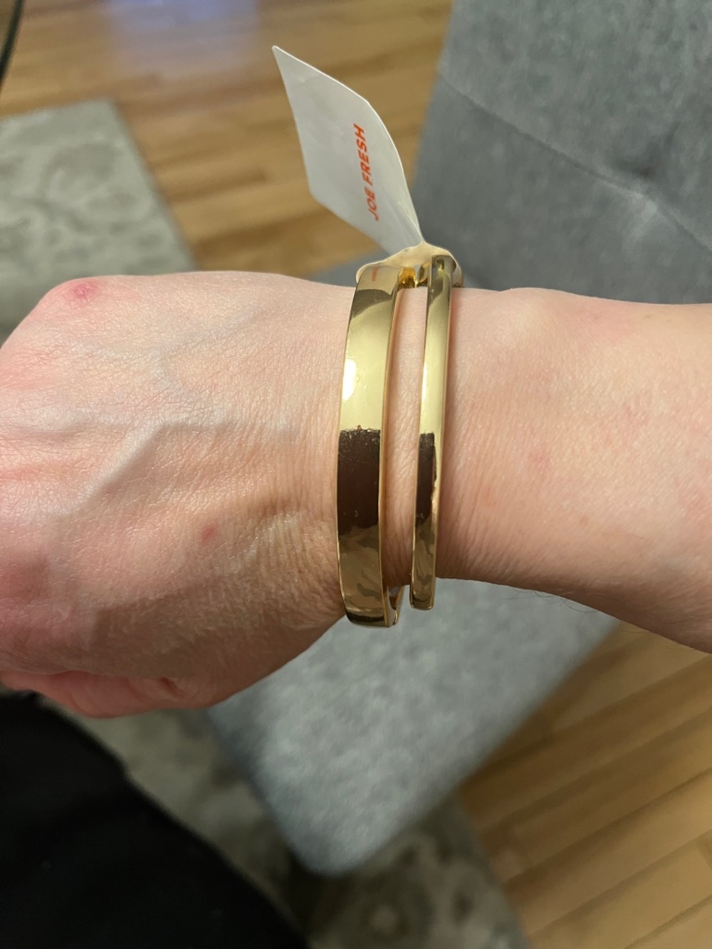 Joe Fresh Hinged Bangle Bracelets Goldtone 1 Thin 1 Thick - Picture 5 of 8